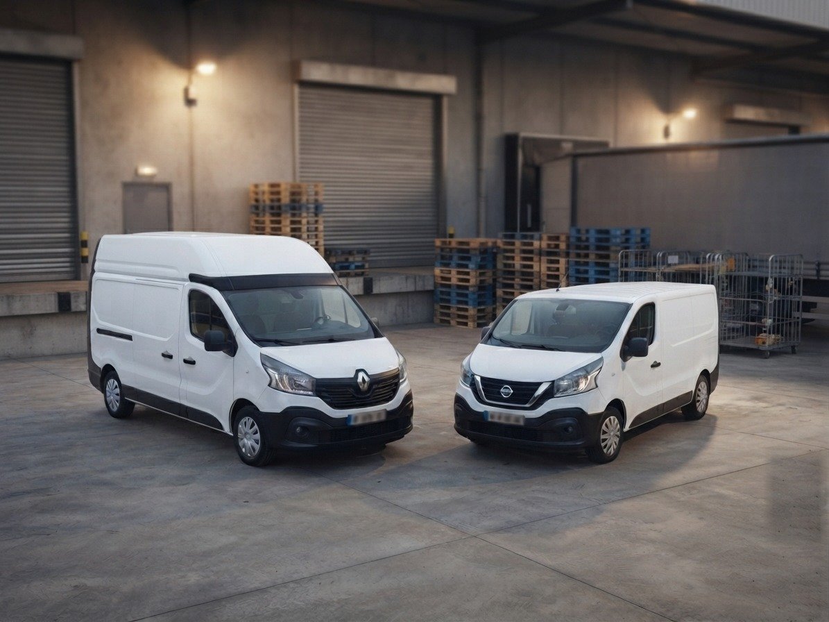 Renault Trafic et Nissan NV300 de YMLogistique sur un quai de chargement